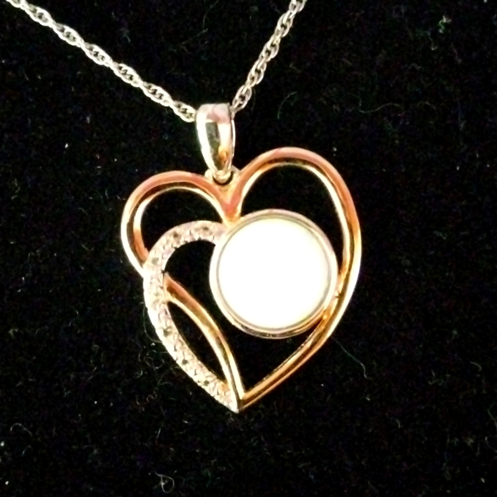 Sterling Silver Opal Heart  Necklace ....